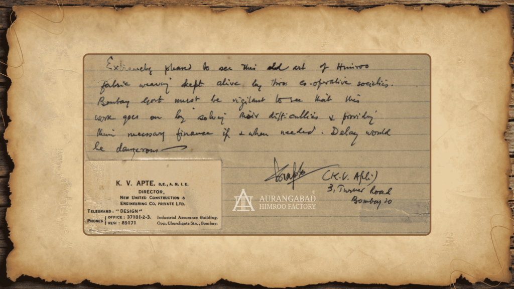 C. K. V. Apte at Aurangabad Himroo Factory