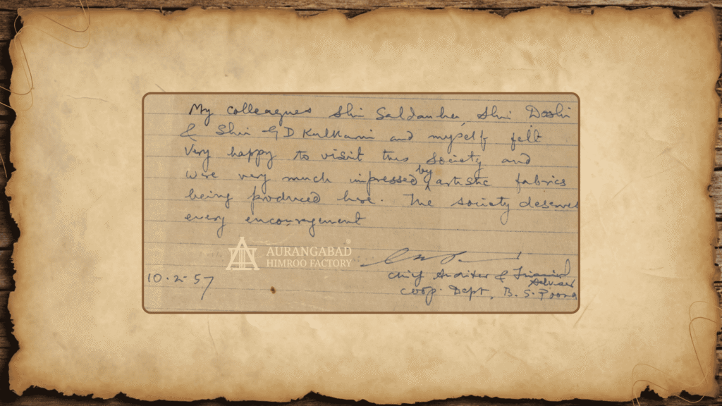 Chief Auditor & Financial Adviser visits Aurangabad Himroo Factory, appreciating Himroo craftsmanship