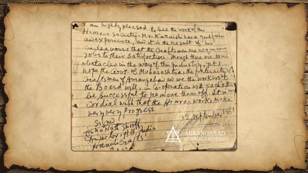 Dina Nath Shroff visits Aurangabad Himroo Factory observing Himroo weaving