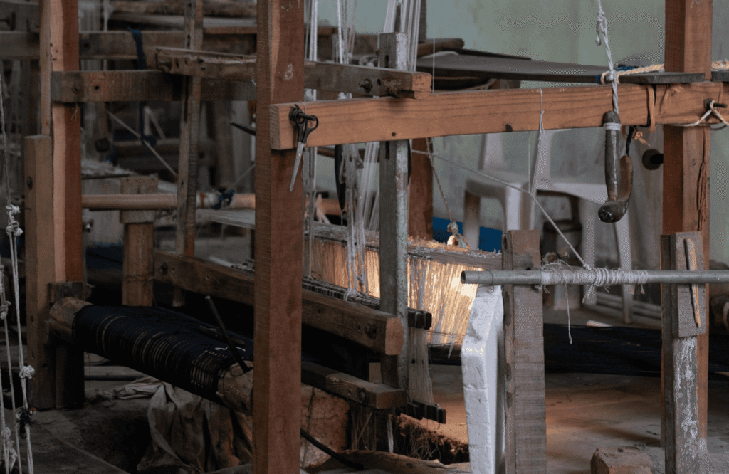 Traditional Himroo weaving on pit loom at Aurangabad Himroo Factory