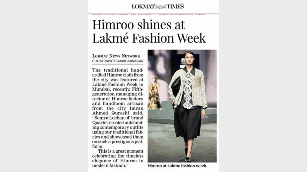 Aurangabad Himroo Factory showcased at Lakmé Fashion Week 2025 on national runway